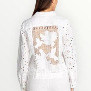 Johnny Was White Eyelet Lace Back Jacket